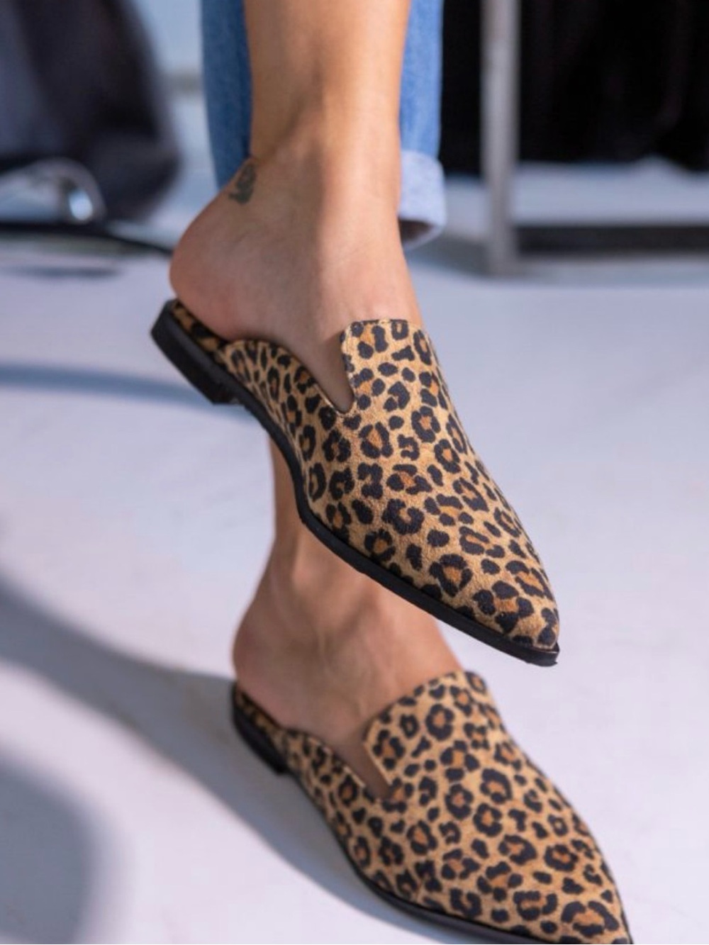 1. State Leopard Print Slip-On Mules - Tan & Black